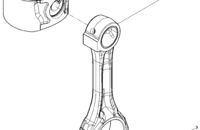 Цилиндр и шатун двигателя Baudouin 4M11