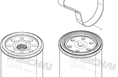 Детали в коробке запчастей двигателя Baudouin 4M06G50