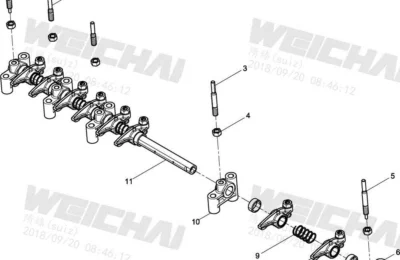 Сборка интегрированного штока коромысел двигателя Baudouin 4M06G33