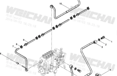 Топливные трубки низкого давления двигателя Baudouin 4M06G44